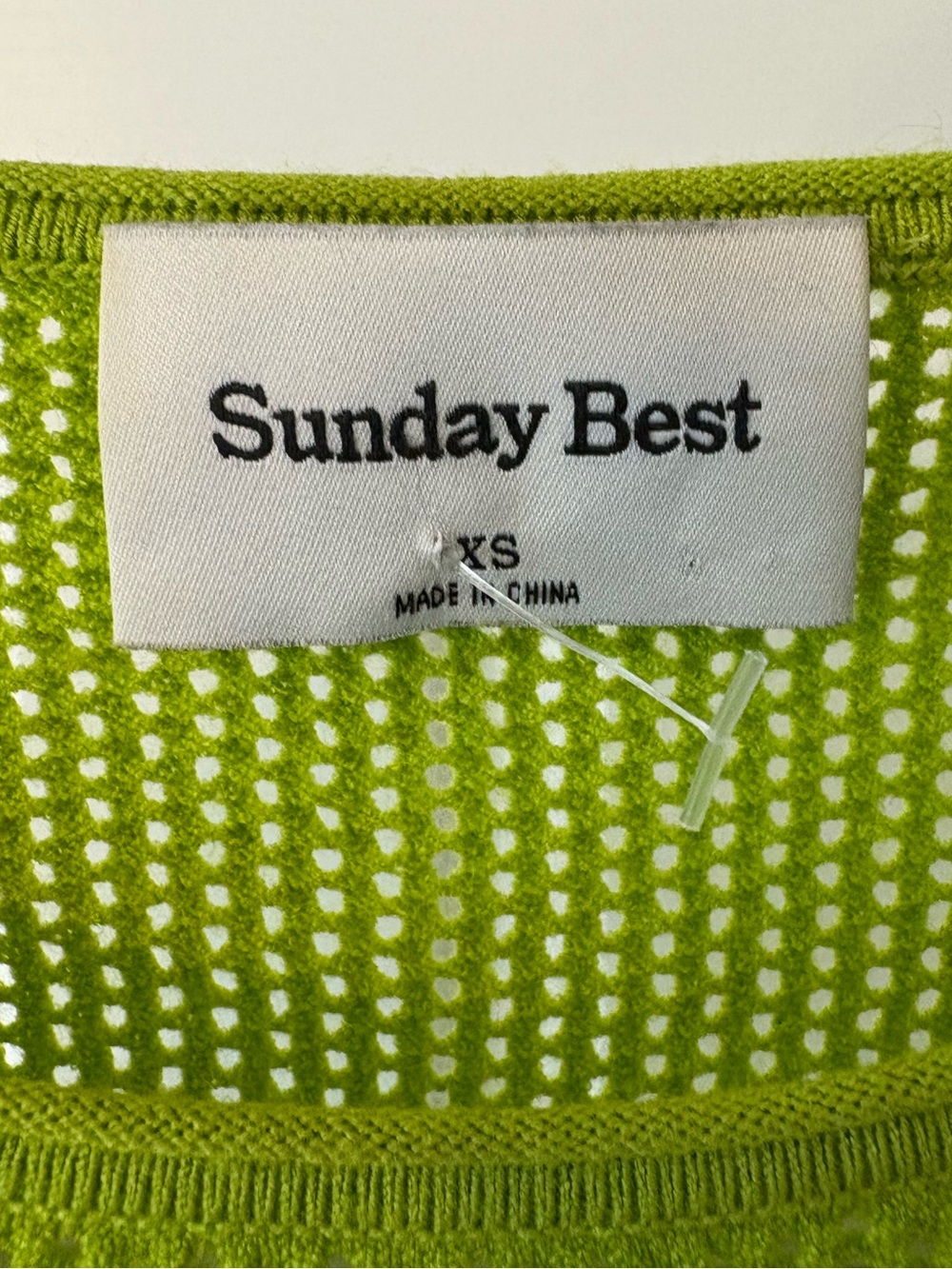 Aritzia Sunday Best Green Down Town Mesh Knit Crewneck Sweater Top Extra Small - Picture 10 of 15
